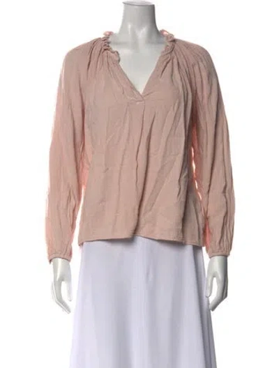 Pre-owned Xirena V-neck Long Sleeve Blouse In Pink
