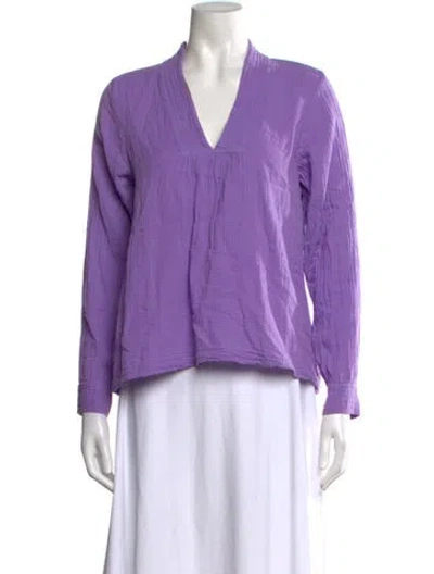 Pre-owned Xirena V-neck Long Sleeve Blouse In Purple
