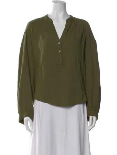 Pre-owned Xirena V-neck Long Sleeve Blouse W/ Tags In Green
