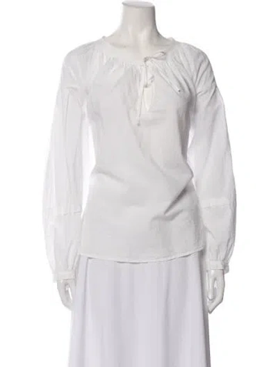 Pre-owned Xirena V-neck Long Sleeve Blouse In White