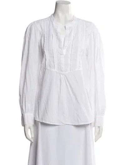 Pre-owned Xirena V-neck Long Sleeve Blouse In White