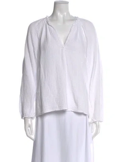 Pre-owned Xirena V-neck Long Sleeve Blouse In White