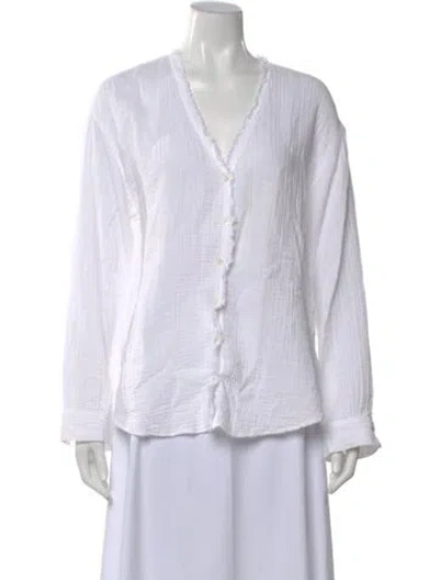 Pre-owned Xirena V-neck Long Sleeve Blouse In White