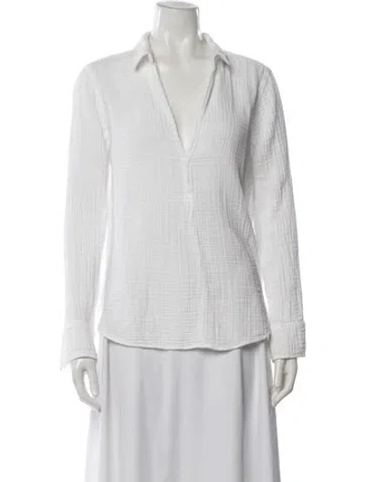 Pre-owned Xirena V-neck Long Sleeve Blouse In White