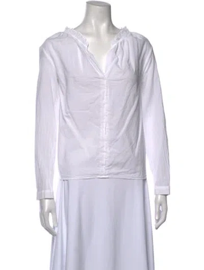 Pre-owned Xirena V-neck Long Sleeve Blouse In White