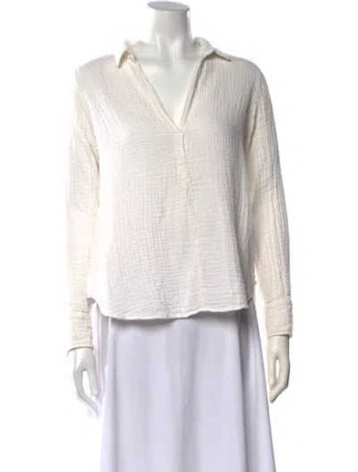 Pre-owned Xirena V-neck Long Sleeve Blouse In White