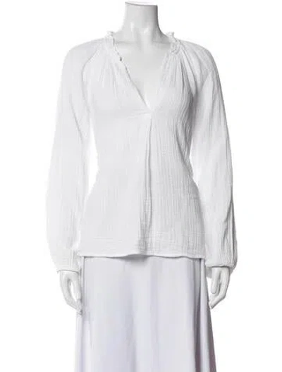 Pre-owned Xirena V-neck Long Sleeve Blouse In White