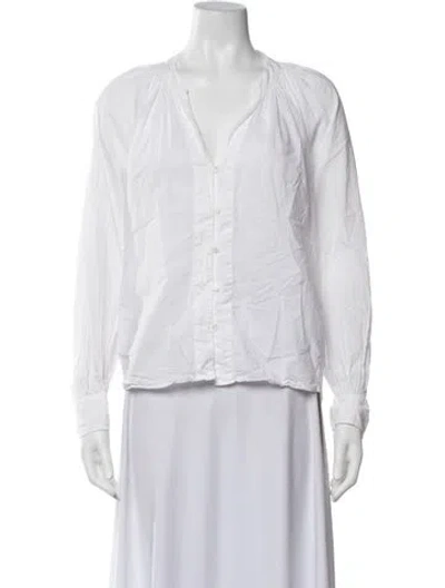 Pre-owned Xirena V-neck Long Sleeve Blouse In White