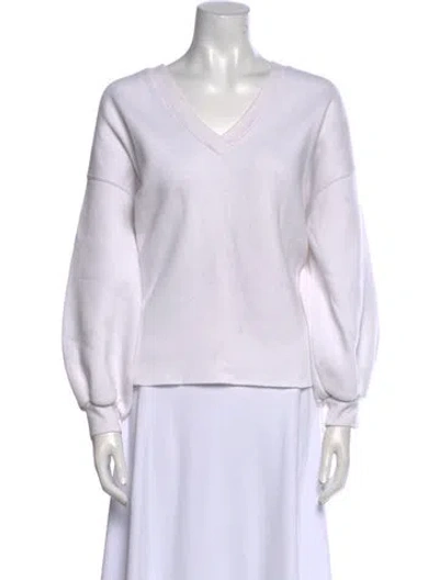Pre-owned Xirena V-neck Long Sleeve Sweatshirt In White