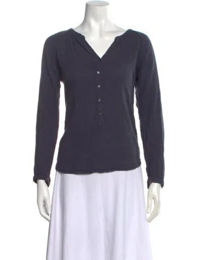 Pre-owned Xirena V-neck Long Sleeve Top In Blue