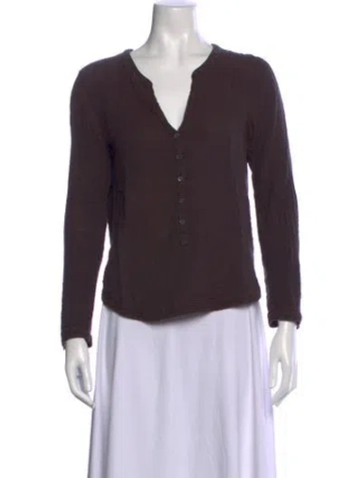 Pre-owned Xirena V-neck Long Sleeve Top In Brown