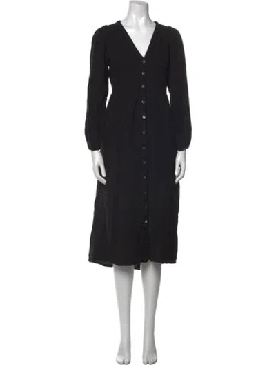 Pre-owned Xirena V-neck Midi Length Dress In Black