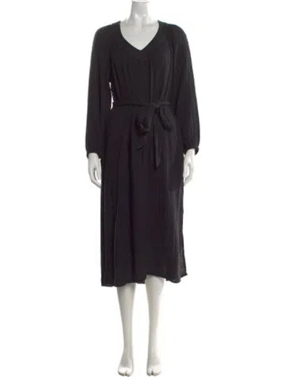 Pre-owned Xirena V-neck Midi Length Dress In Black