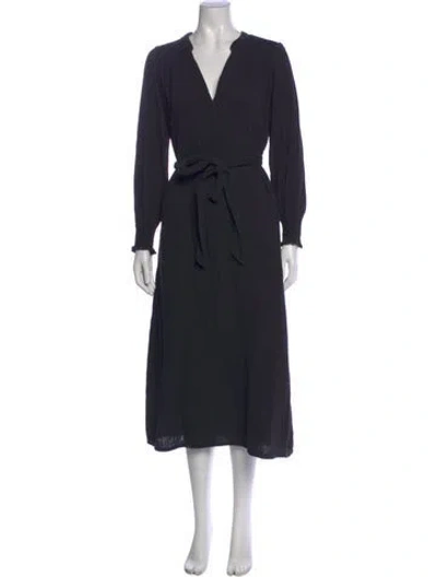 Pre-owned Xirena V-neck Midi Length Dress In Black