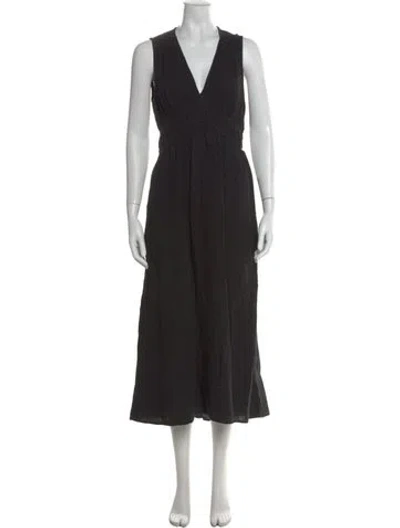 Pre-owned Xirena V-neck Midi Length Dress In Black
