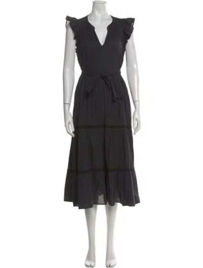 Pre-owned Xirena V-neck Midi Length Dress In Black