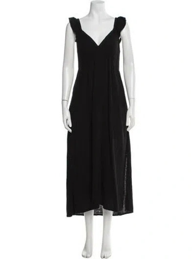 Pre-owned Xirena V-neck Midi Length Dress In Black