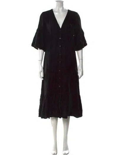 Pre-owned Xirena V-neck Midi Length Dress In Black