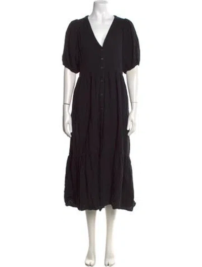 Pre-owned Xirena V-neck Midi Length Dress In Black