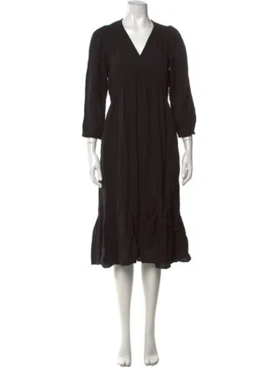 Pre-owned Xirena V-neck Midi Length Dress In Black