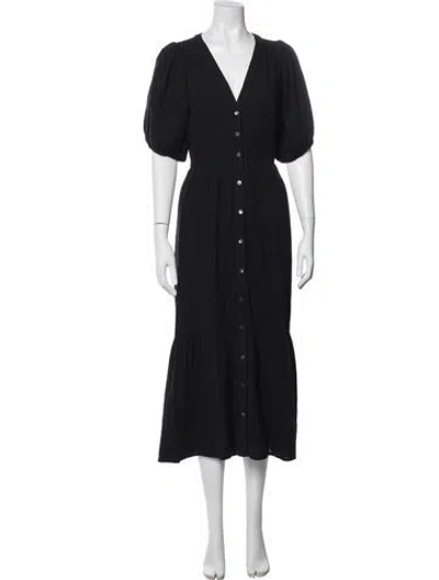 Pre-owned Xirena V-neck Midi Length Dress In Black