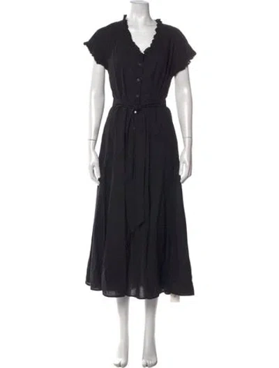 Pre-owned Xirena V-neck Midi Length Dress In Black