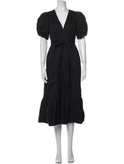 Pre-owned Xirena V-neck Midi Length Dress In Black