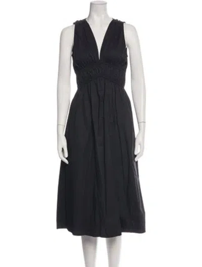 Pre-owned Xirena V-neck Midi Length Dress In Black