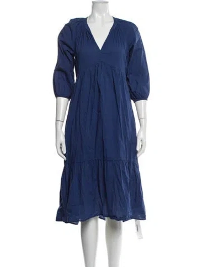 Pre-owned Xirena V-neck Midi Length Dress In Blue