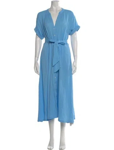 Pre-owned Xirena V-neck Midi Length Dress In Blue