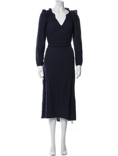 Pre-owned Xirena V-neck Midi Length Dress In Blue