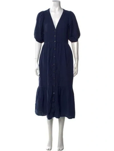 Pre-owned Xirena V-neck Midi Length Dress In Blue