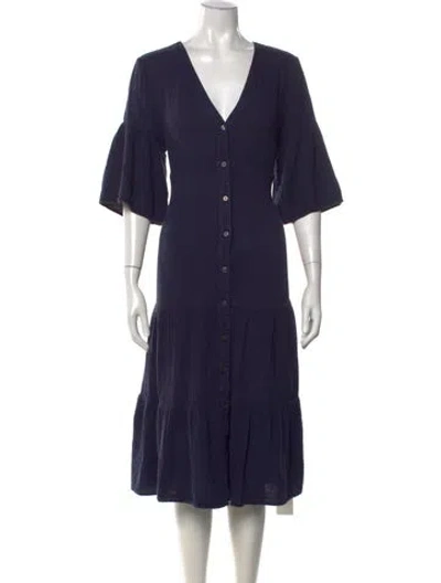 Pre-owned Xirena V-neck Midi Length Dress In Blue