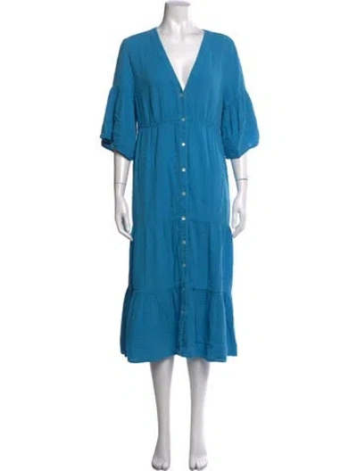 Pre-owned Xirena V-neck Midi Length Dress In Blue