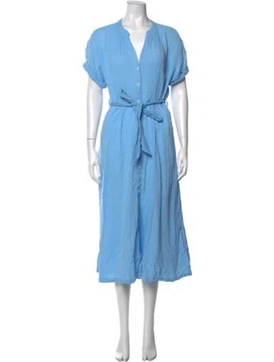 Pre-owned Xirena V-neck Midi Length Dress In Blue