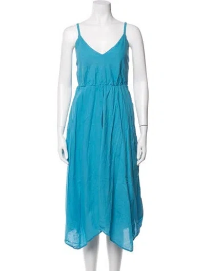 Pre-owned Xirena V-neck Midi Length Dress In Blue