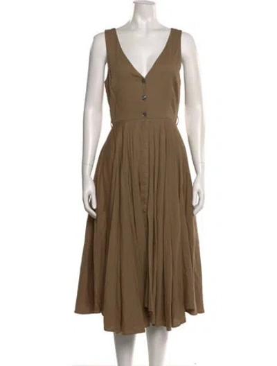 Pre-owned Xirena V-neck Midi Length Dress In Brown