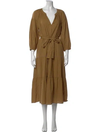 Pre-owned Xirena V-neck Midi Length Dress In Brown