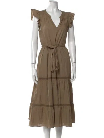 Pre-owned Xirena V-neck Midi Length Dress In Brown