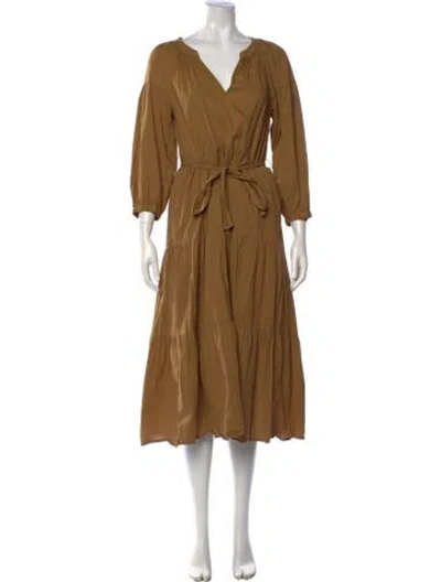 Pre-owned Xirena V-neck Midi Length Dress In Brown