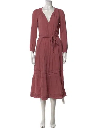 Pre-owned Xirena V-neck Midi Length Dress In Burgundy