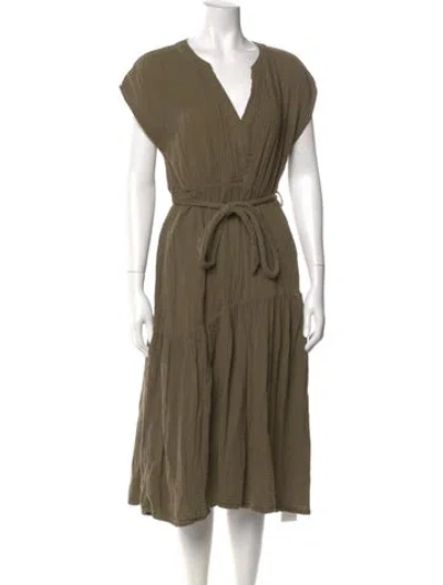 Pre-owned Xirena V-neck Midi Length Dress In Green