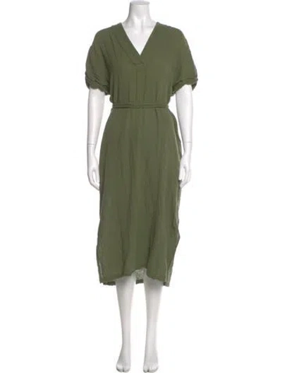 Pre-owned Xirena V-neck Midi Length Dress In Green
