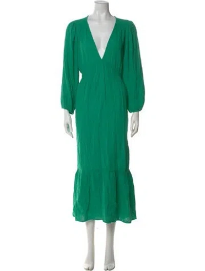 Pre-owned Xirena V-neck Midi Length Dress In Green