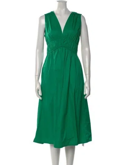 Pre-owned Xirena V-neck Midi Length Dress In Green