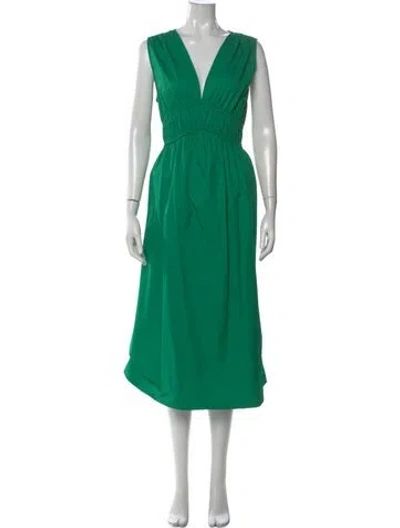 Pre-owned Xirena V-neck Midi Length Dress In Green