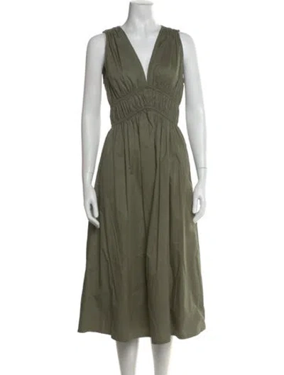Pre-owned Xirena V-neck Midi Length Dress In Green