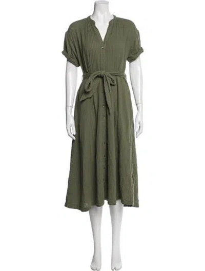 Pre-owned Xirena V-neck Midi Length Dress In Green