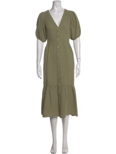 Pre-owned Xirena V-neck Midi Length Dress In Green