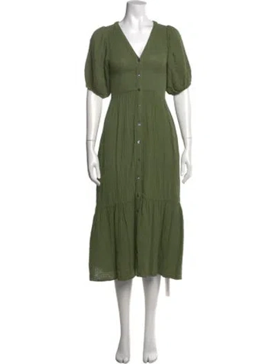 Pre-owned Xirena V-neck Midi Length Dress In Green
